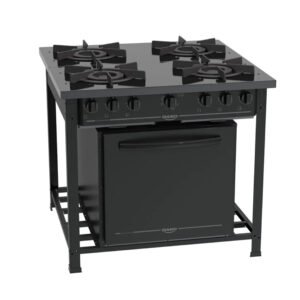 Fogão Industrial Dako 4 Bocas com Forno e Queimadores Tripla Chama - Linha Couraçado Preto