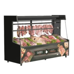 Balcão Açougue Visorâmico Preto 2,00m com Tendal VIST-200 220v