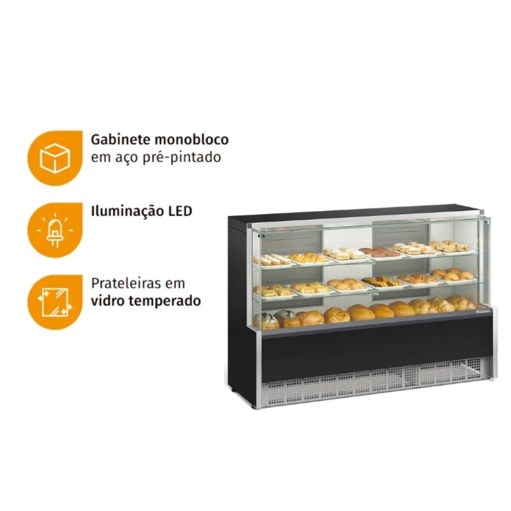 Balcão Vitrine Neutra Aurora 1,75M MPNA-175 R Preta 220v - Imagem 2