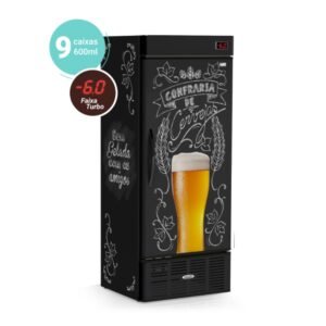 Cervejeira Vertical 600L Porta Cega Lousa de Bar CRV-600 B Preta 220v