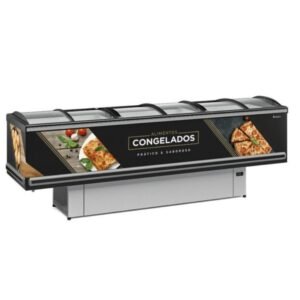 Ilha para Congelados 2,90m Vidro Curvo Plus GESV-290 CL PR Preta 220v