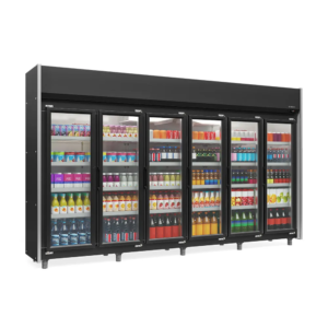 Expositor Vertical Gelopar 6 Portas GEAS-6P PR Preta 220v