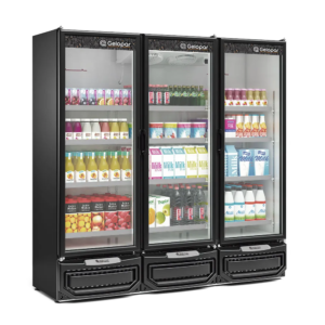 Refrigerador Vertical Gelopar 3 Portas 1468L GCVR-1450 PR Preto 220v